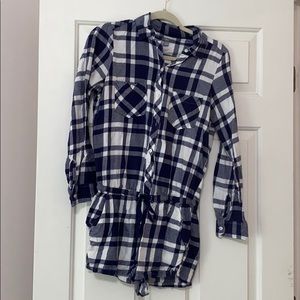 Navy American Eagle Flannel Romper